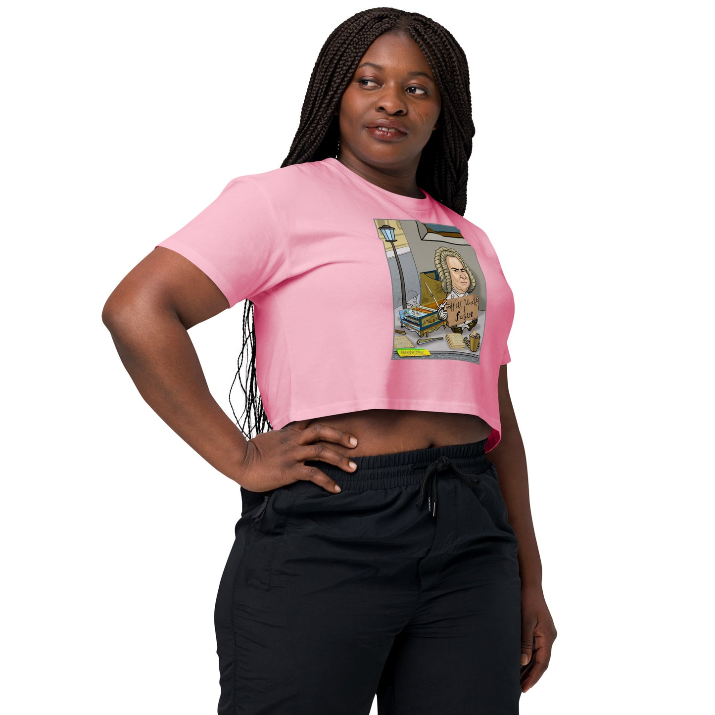 WILL WORK FOR FUGUE  |  Women's Crop Top Crew Neck t-shirt