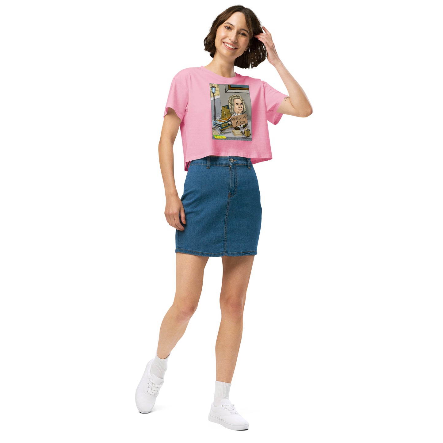 WILL WORK FOR FUGUE  |  Women's Crop Top Crew Neck t-shirt