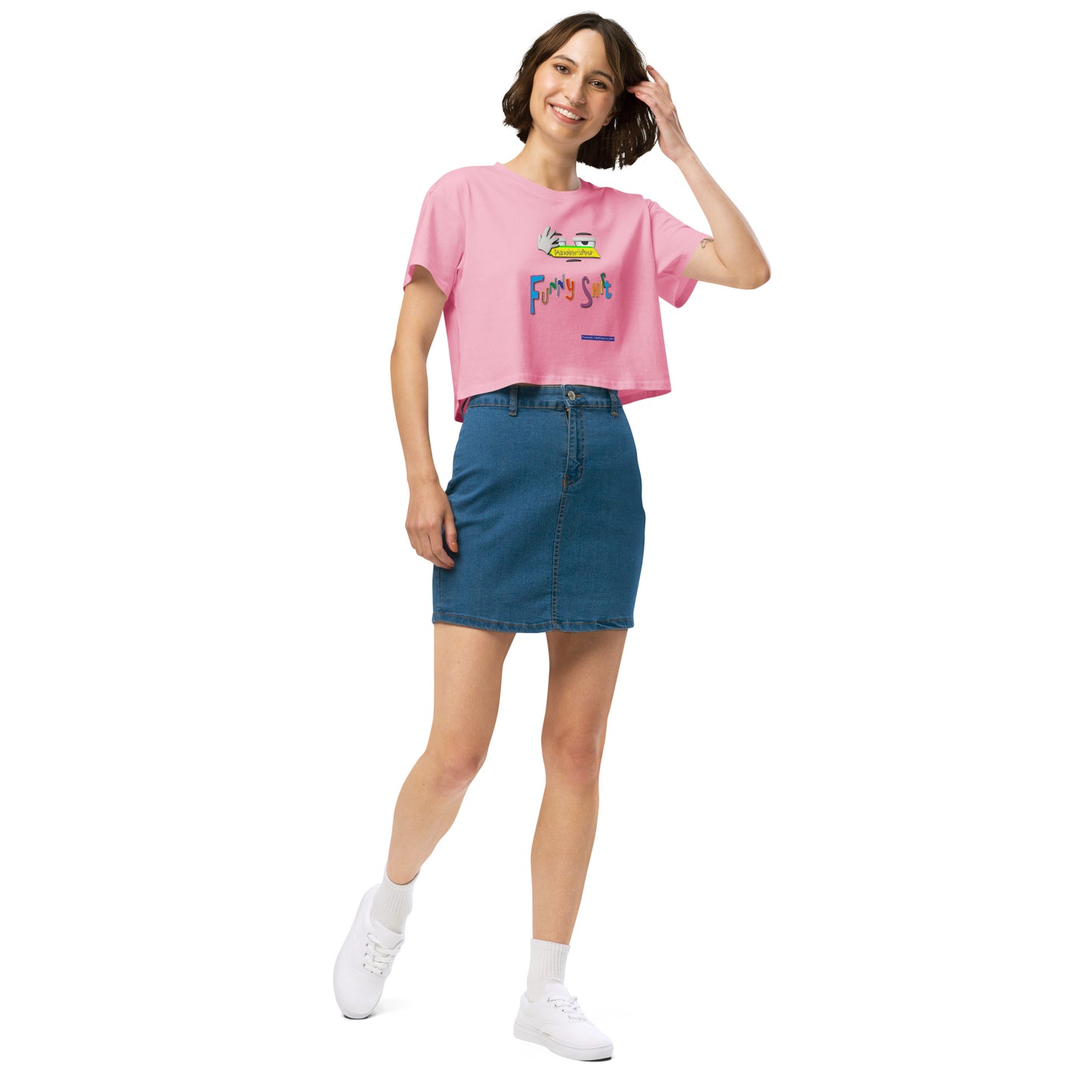 PunsterWear Funny Shi(r)t Logo (Top)  |  Women's Crop Top Crew Neck t-shirt