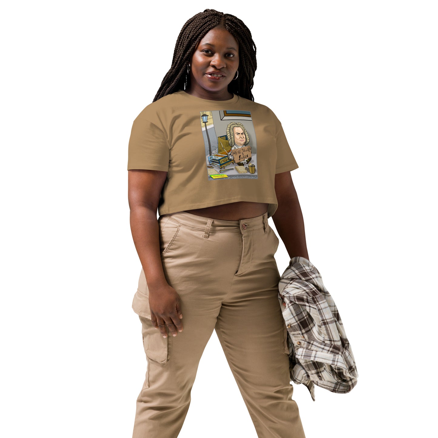 WILL WORK FOR FUGUE  |  Women's Crop Top Crew Neck t-shirt
