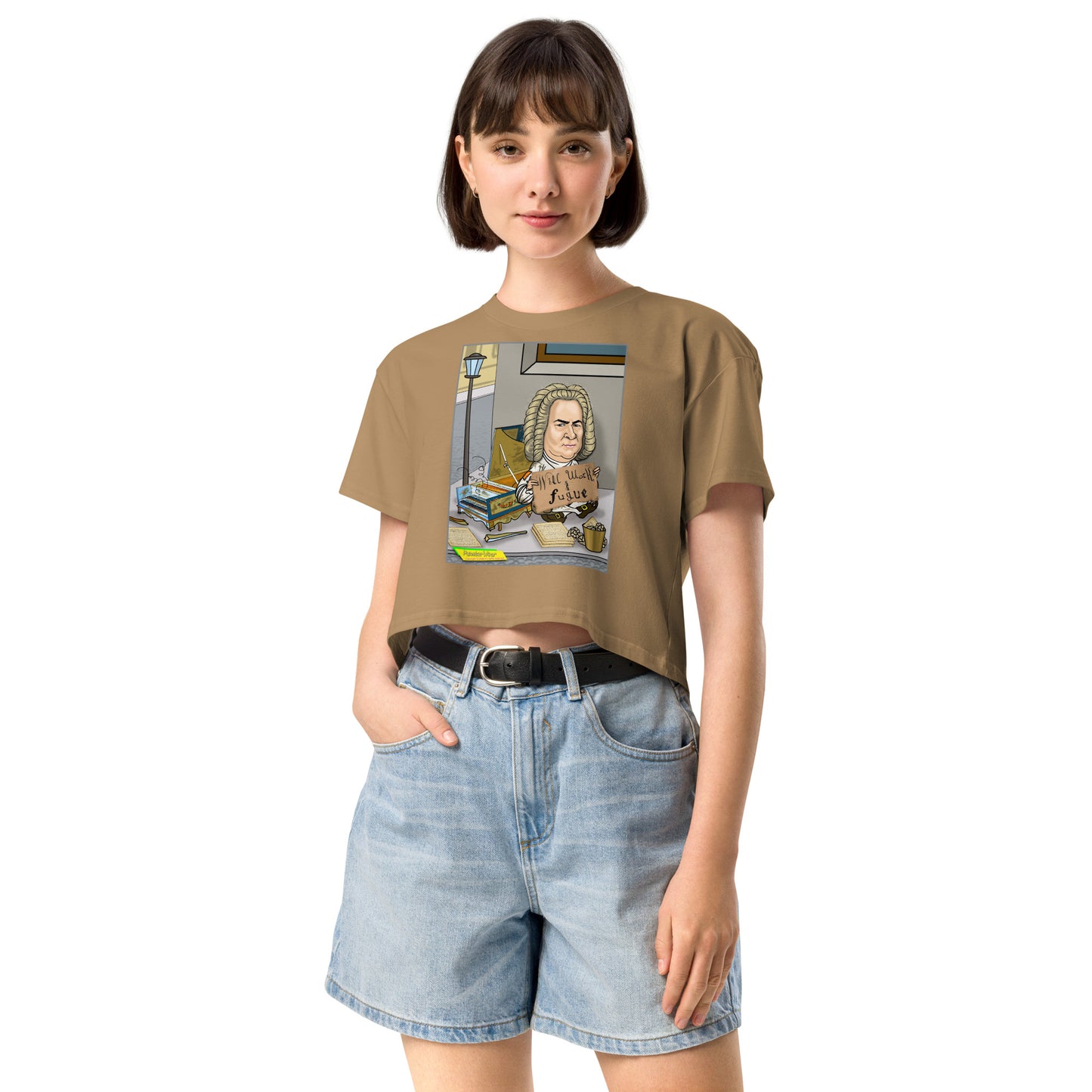 WILL WORK FOR FUGUE  |  Women's Crop Top Crew Neck t-shirt