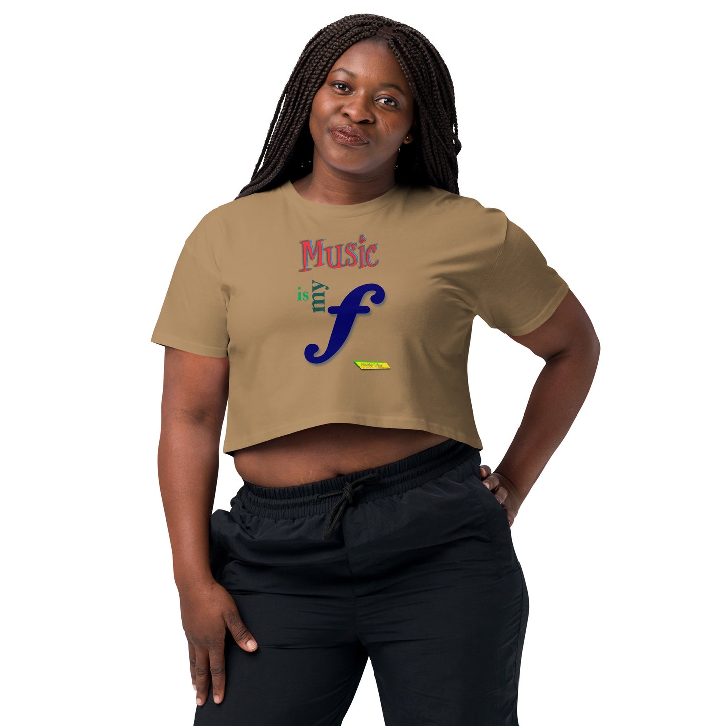 MUSIC IS MY F (FORTE)  |  Women's Crop Top Crew Neck t-shirt