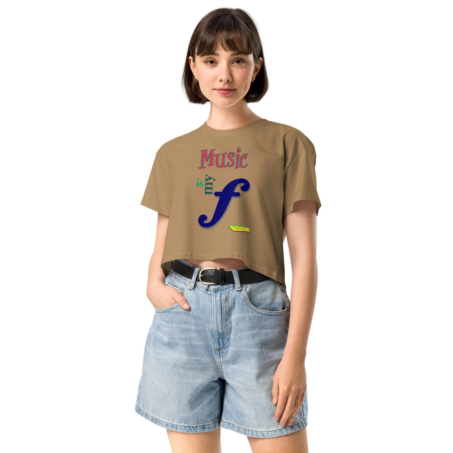MUSIC IS MY F (FORTE)  |  Women's Crop Top Crew Neck t-shirt