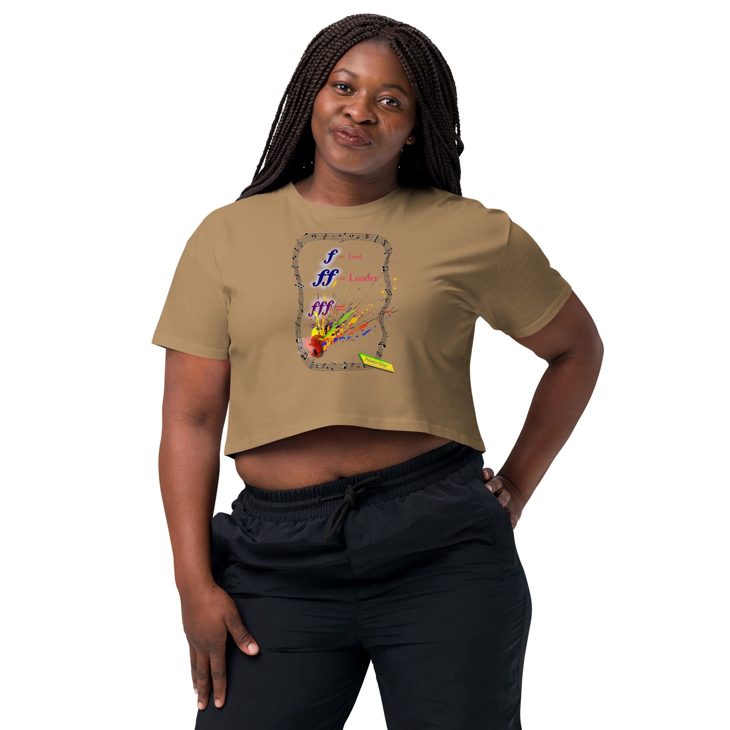 Triple Forte (FFF)-SPLAT  |  Women's Crop Top Crew Neck t-shirt
