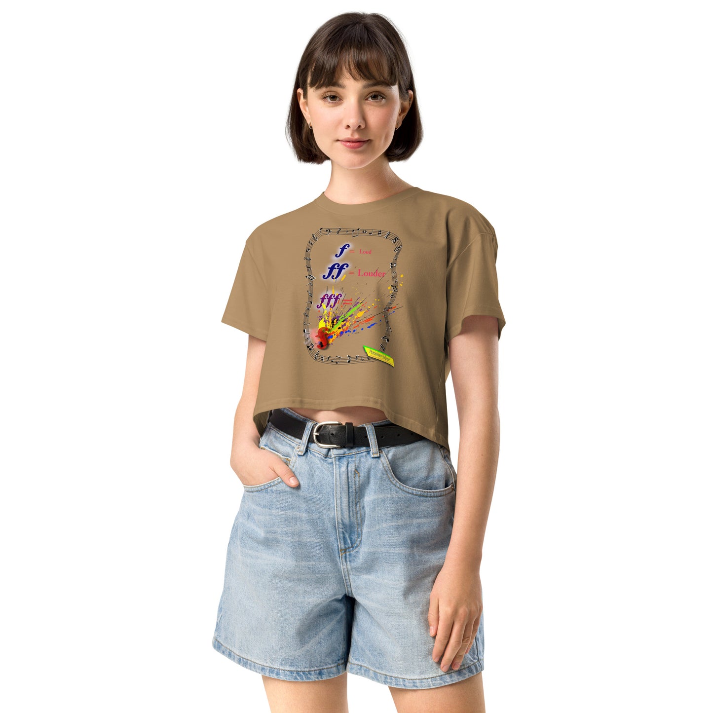 Triple Forte (FFF)-SPLAT  |  Women's Crop Top Crew Neck t-shirt