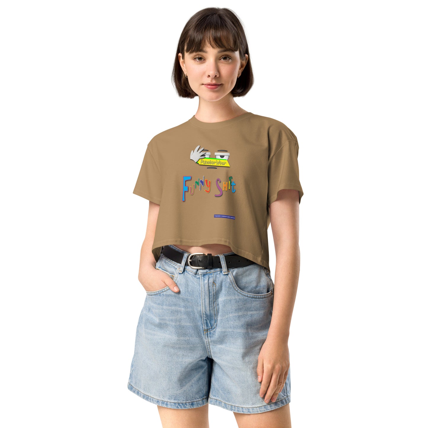 PunsterWear Funny Shi(r)t Logo (Top)  |  Women's Crop Top Crew Neck t-shirt