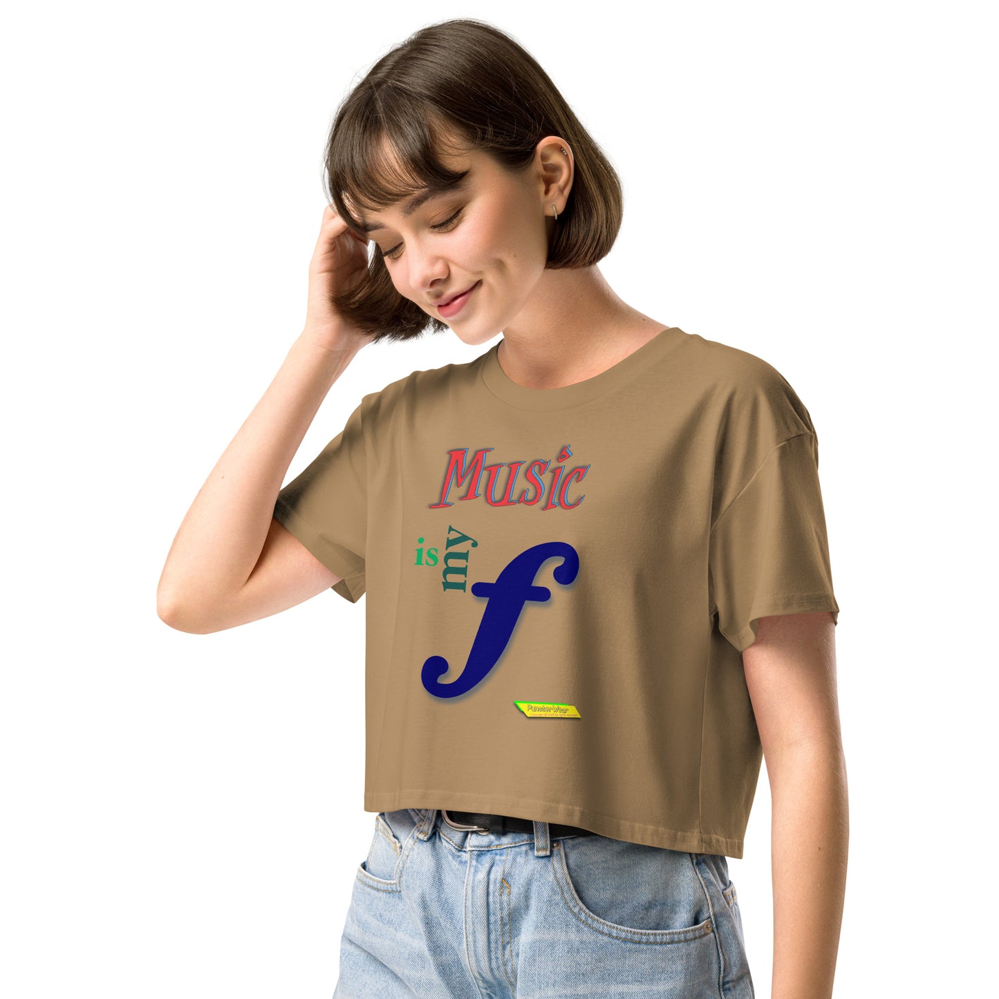 MUSIC IS MY F (FORTE)  |  Women's Crop Top Crew Neck t-shirt