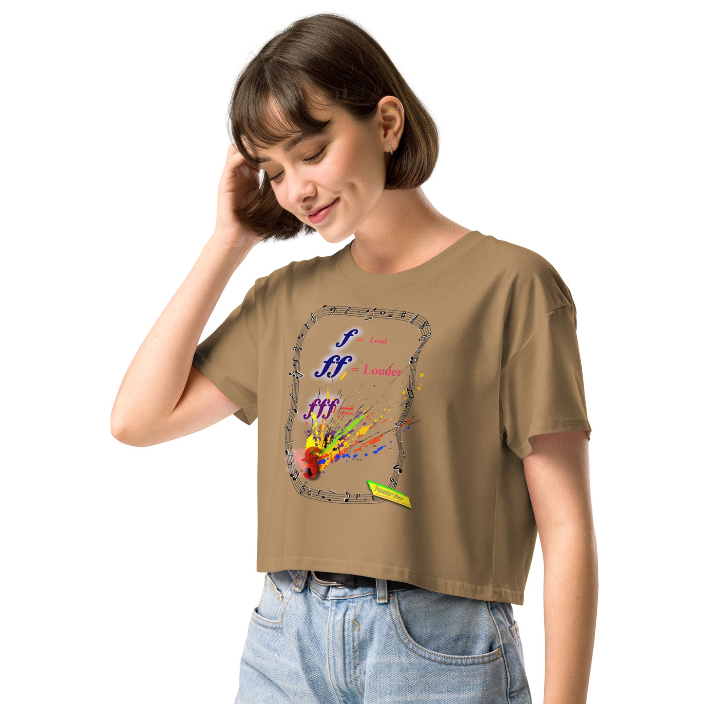 Triple Forte (FFF)-SPLAT  |  Women's Crop Top Crew Neck t-shirt