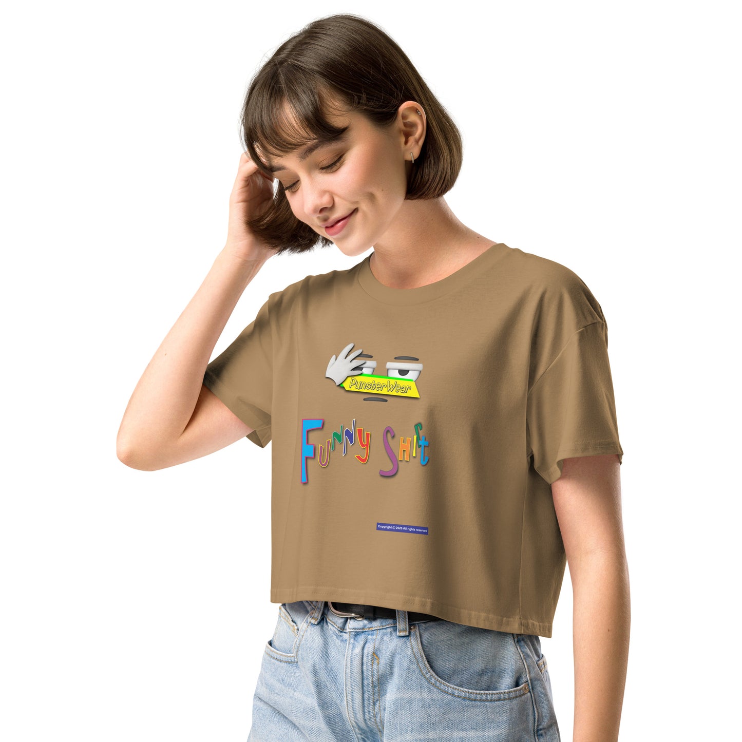 PunsterWear Funny Shi(r)t Logo (Top)  |  Women's Crop Top Crew Neck t-shirt