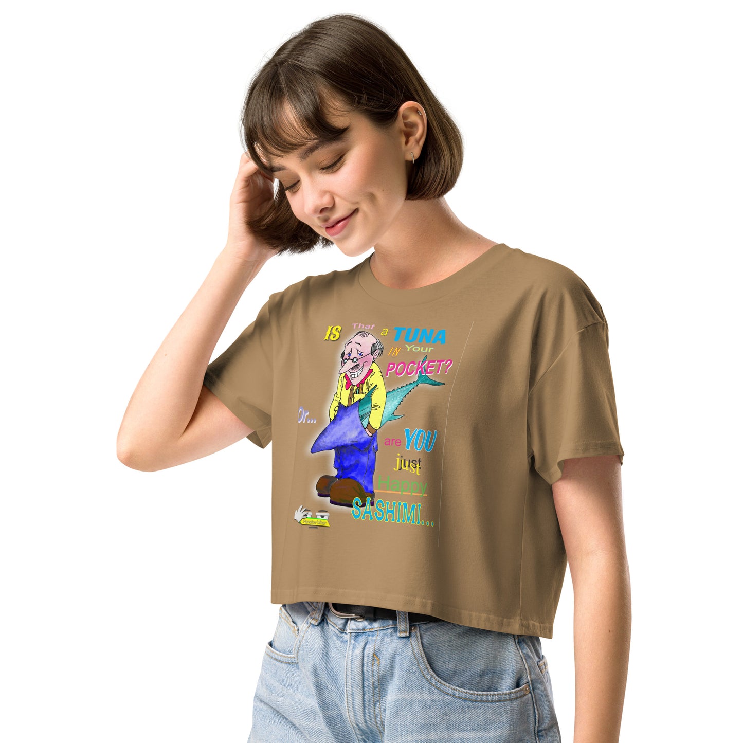HAPPY SASHIMI  |  Women's Crop Top Crew Neck t-shirt