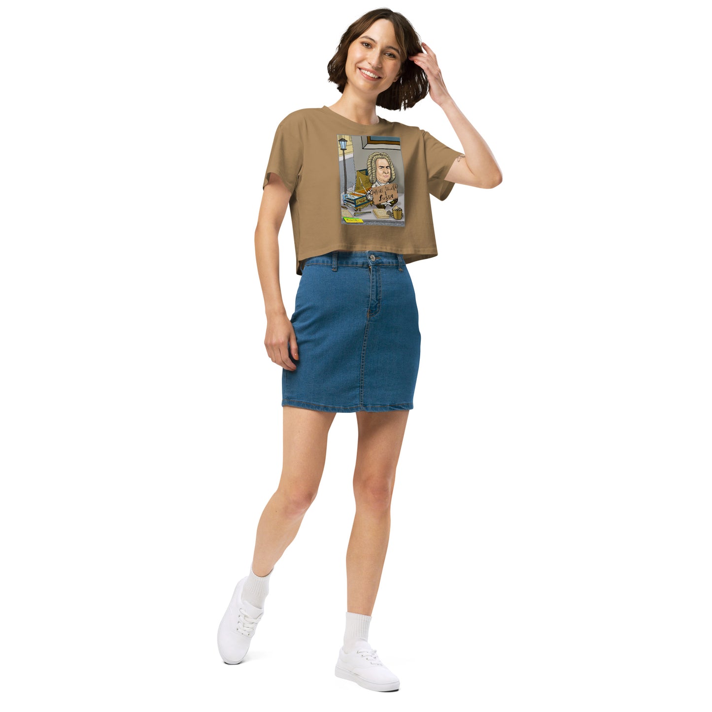 WILL WORK FOR FUGUE  |  Women's Crop Top Crew Neck t-shirt