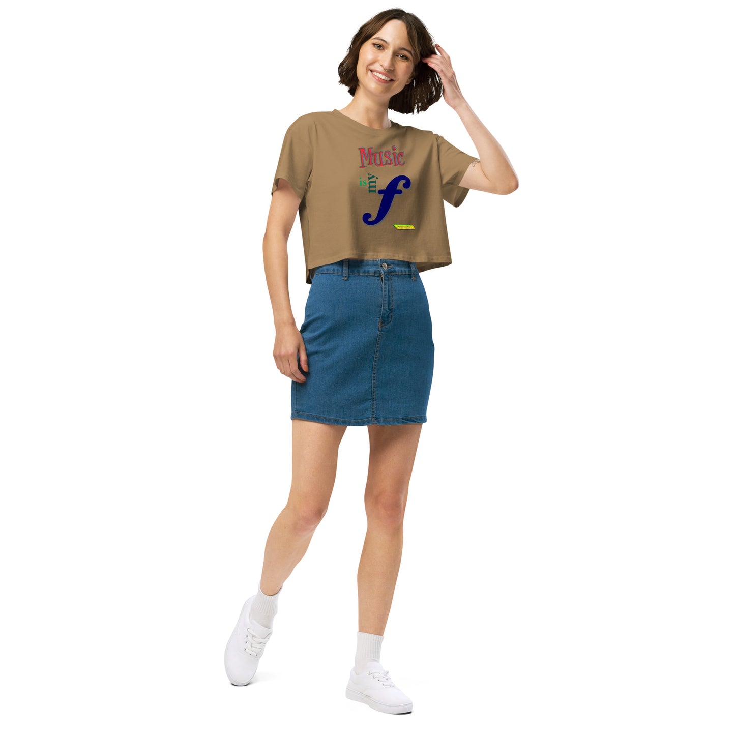 MUSIC IS MY F (FORTE)  |  Women's Crop Top Crew Neck t-shirt