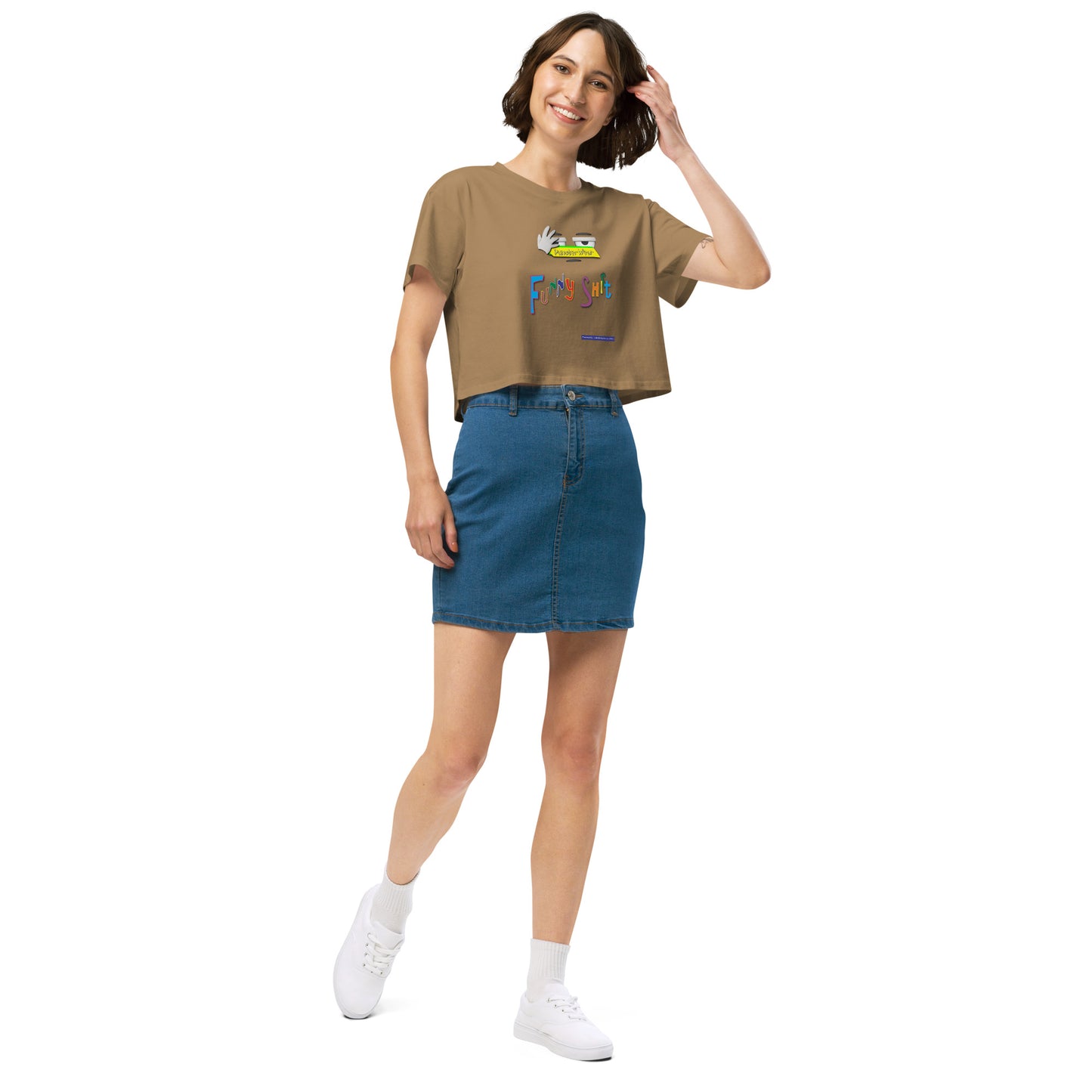 PunsterWear Funny Shi(r)t Logo (Top)  |  Women's Crop Top Crew Neck t-shirt