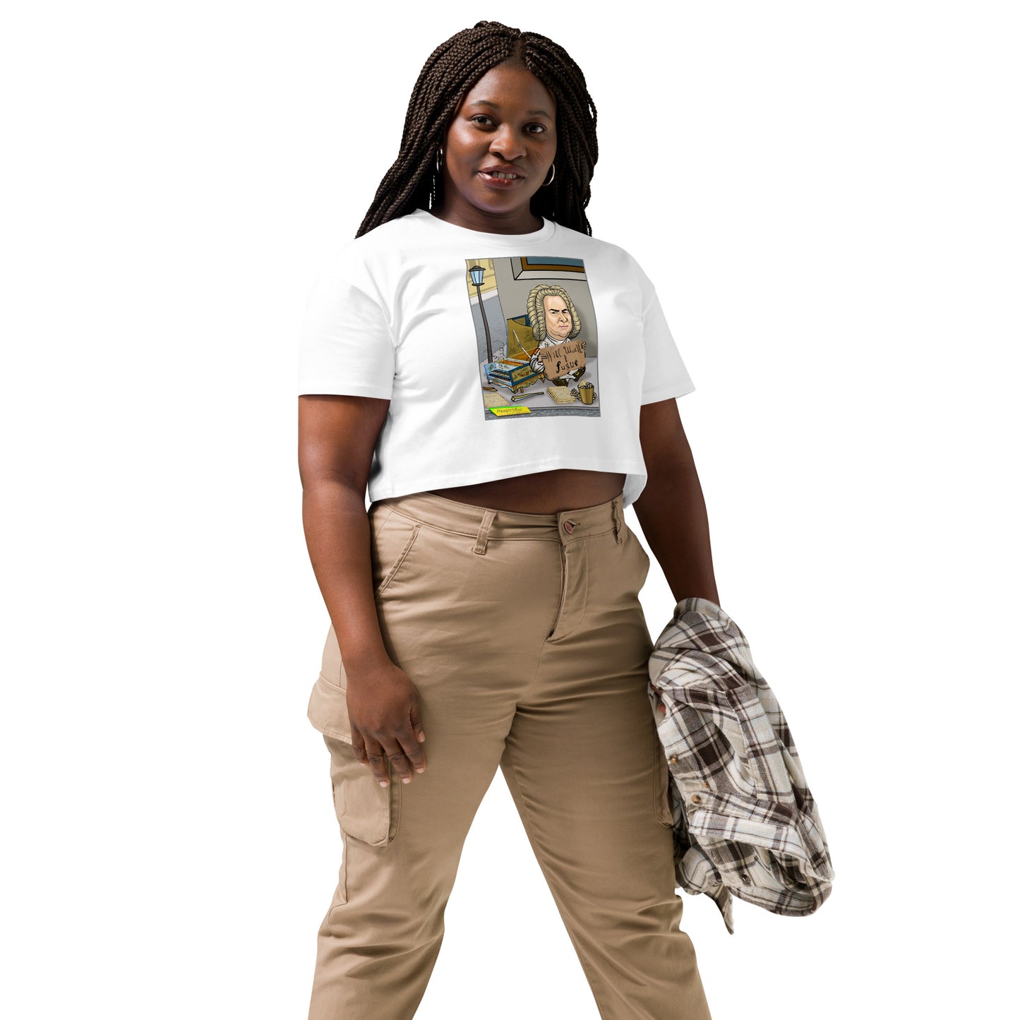 WILL WORK FOR FUGUE  |  Women's Crop Top Crew Neck t-shirt