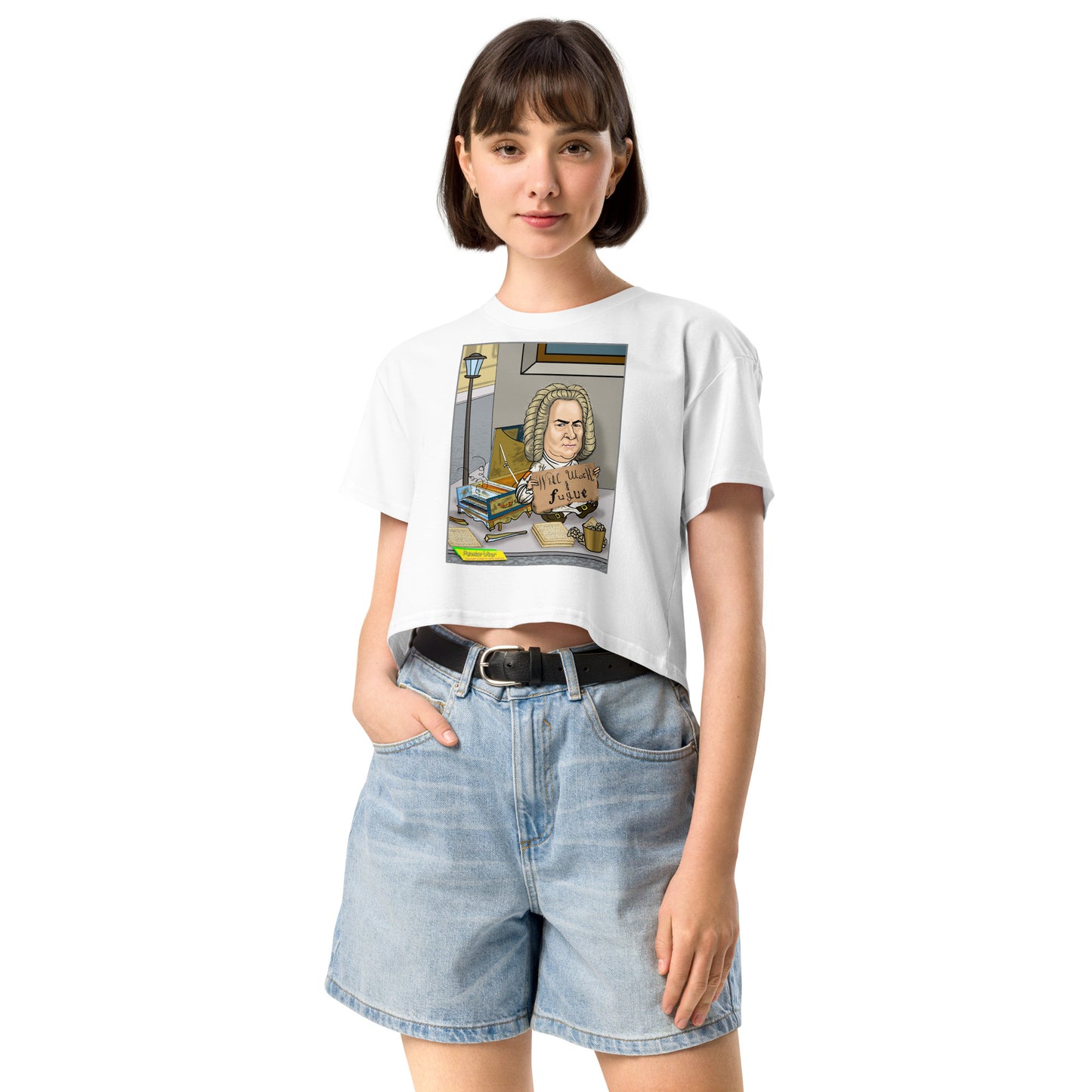 WILL WORK FOR FUGUE  |  Women's Crop Top Crew Neck t-shirt
