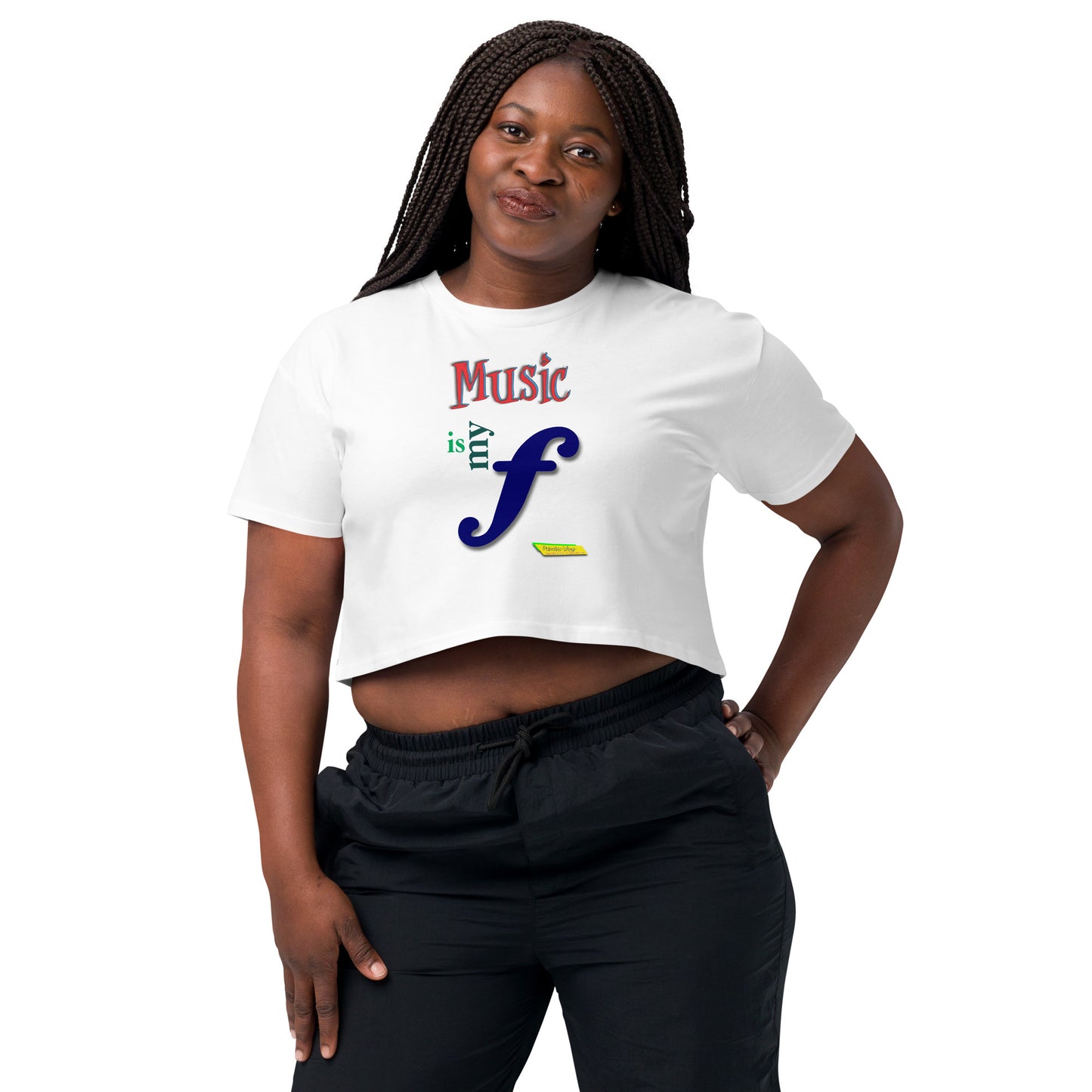 MUSIC IS MY F (FORTE)  |  Women's Crop Top Crew Neck t-shirt