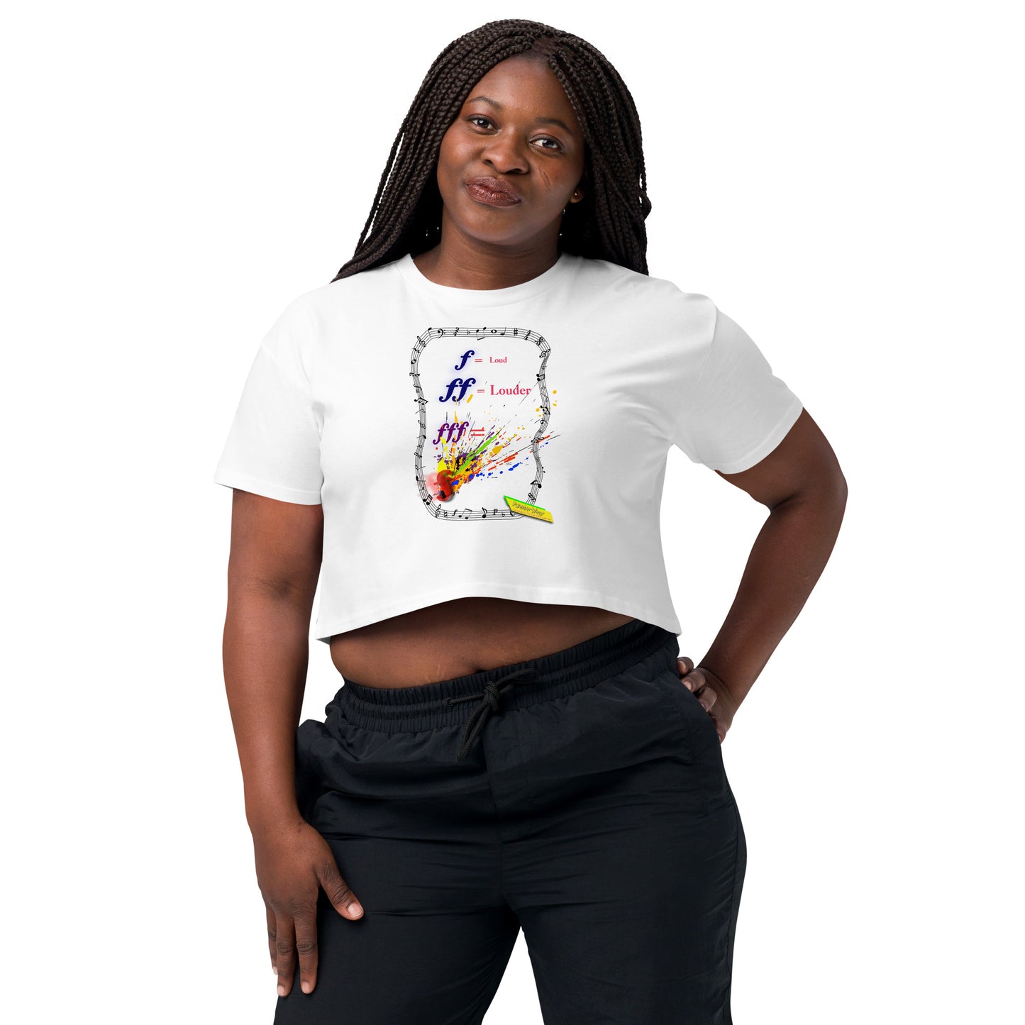 Triple Forte (FFF)-SPLAT  |  Women's Crop Top Crew Neck t-shirt