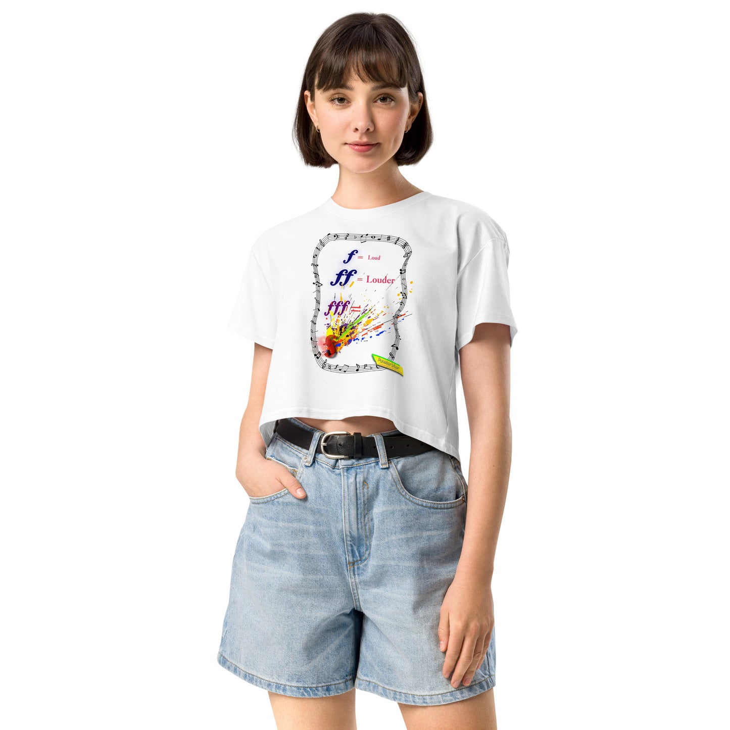 Triple Forte (FFF)-SPLAT  |  Women's Crop Top Crew Neck t-shirt