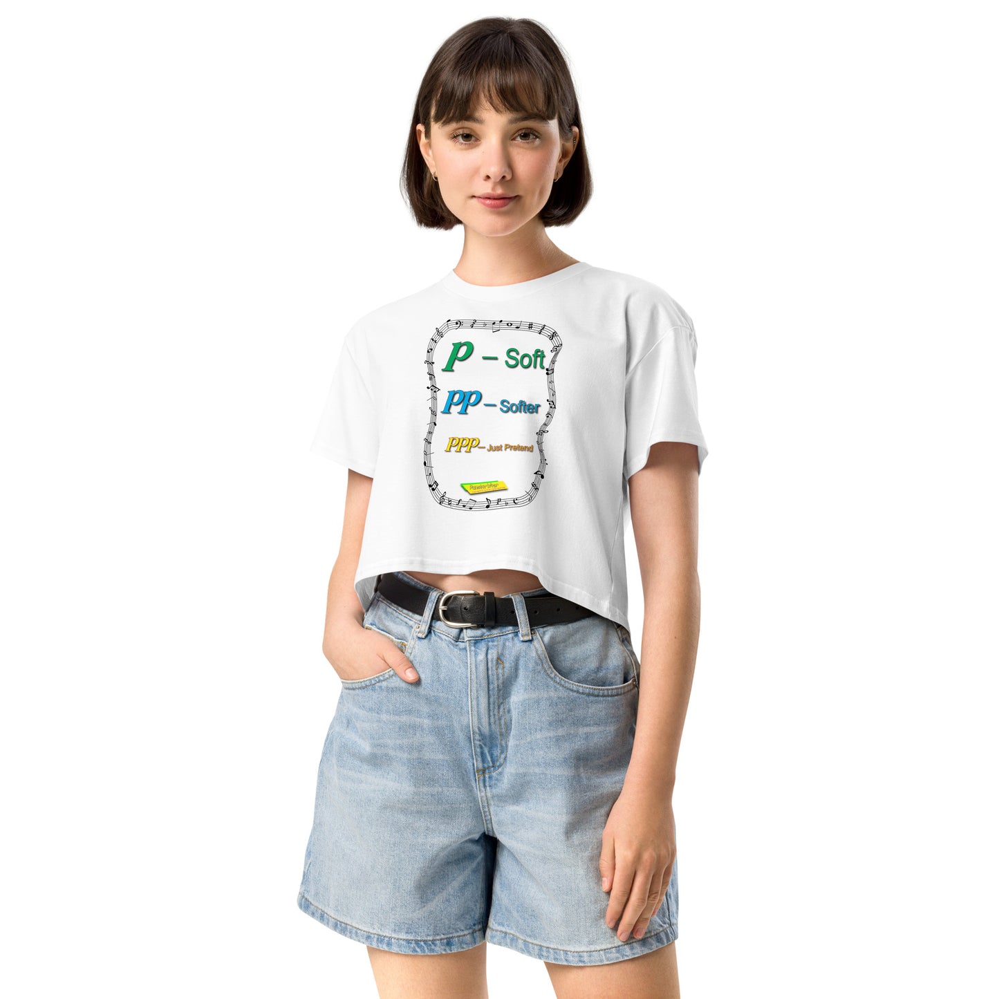 Triple Pianissimo (PPP)-JUST PRETEND  |  Women's Crop Top Crew Neck t-shirt