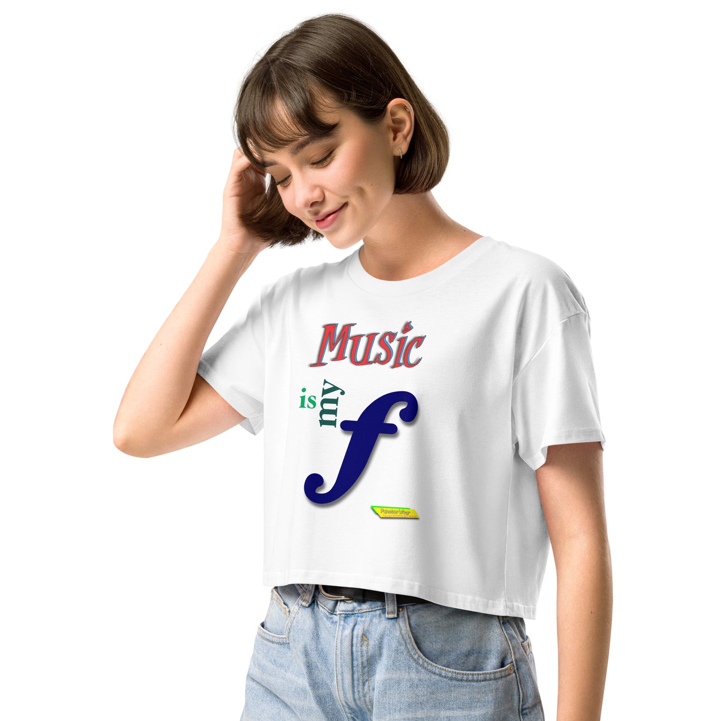 MUSIC IS MY F (FORTE)  |  Women's Crop Top Crew Neck t-shirt