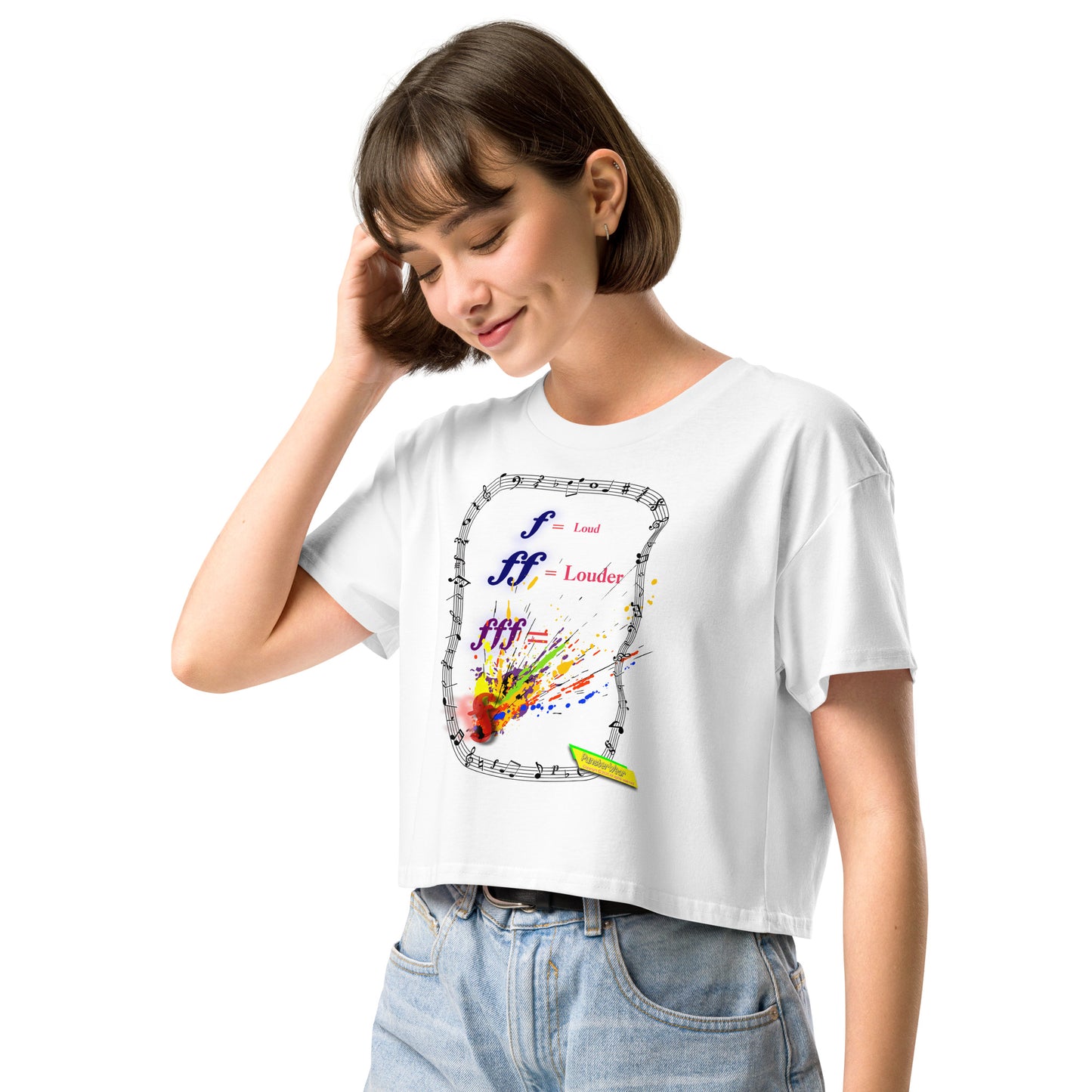 Triple Forte (FFF)-SPLAT  |  Women's Crop Top Crew Neck t-shirt