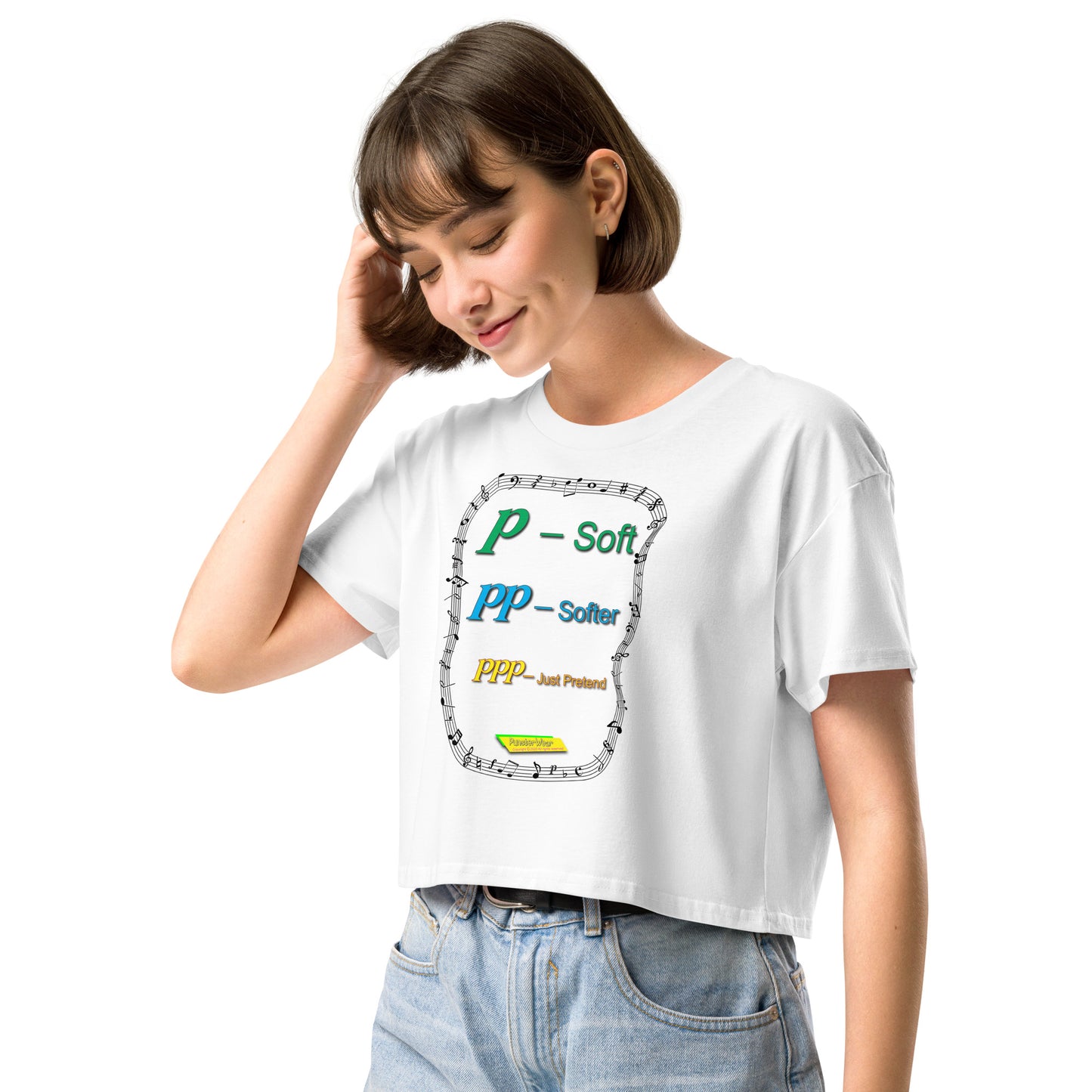 Triple Pianissimo (PPP)-JUST PRETEND  |  Women's Crop Top Crew Neck t-shirt