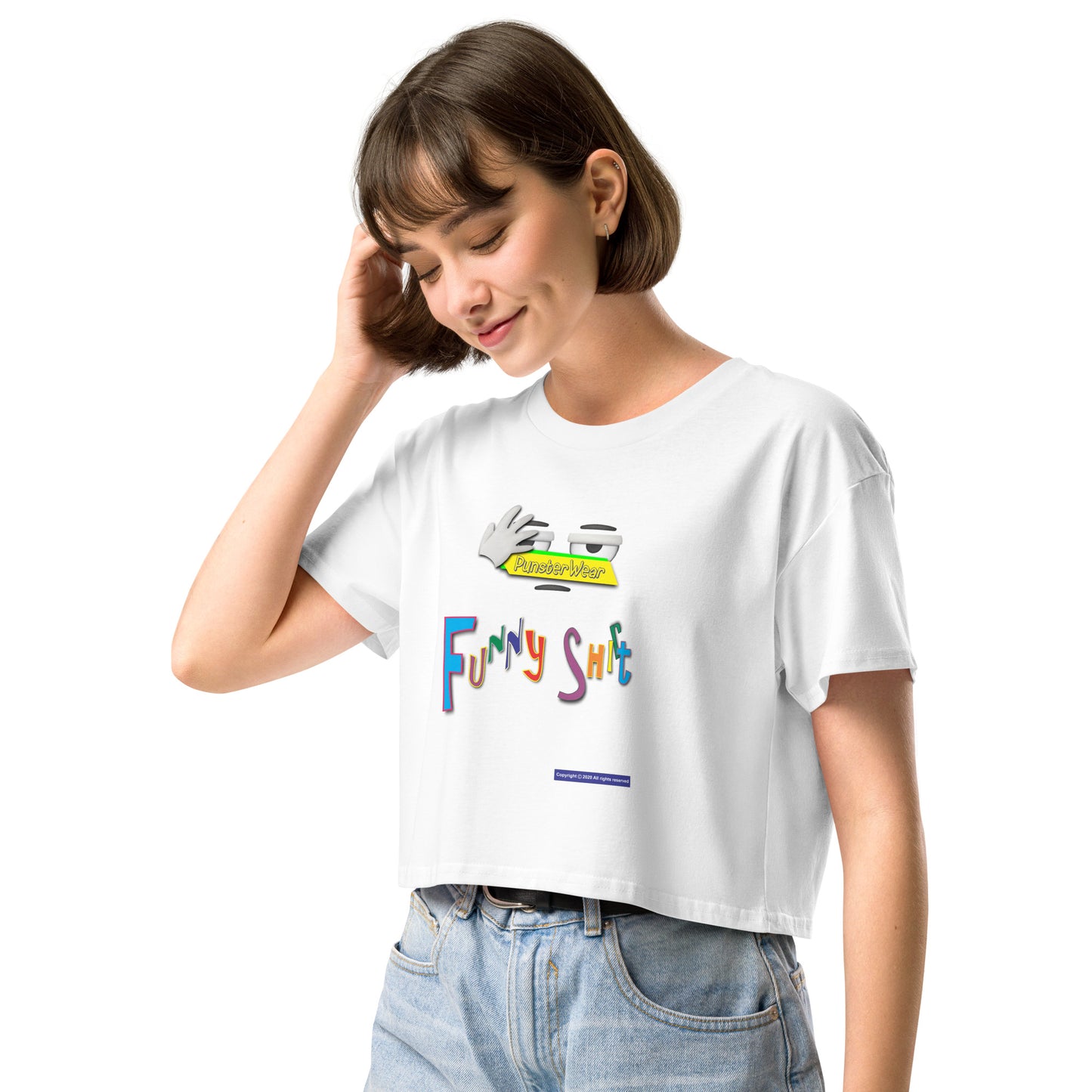 PunsterWear Funny Shi(r)t Logo (Top)  |  Women's Crop Top Crew Neck t-shirt