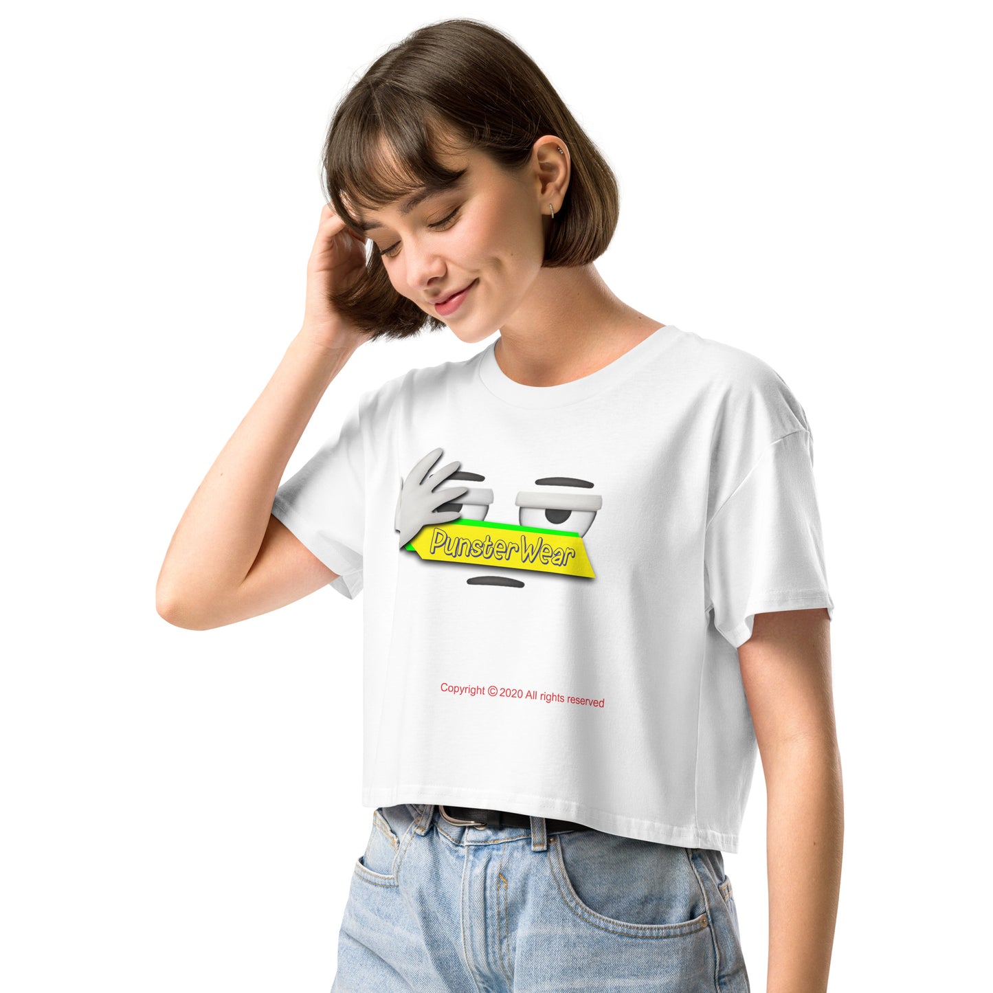 PunsterWear Logo  |  Women's Crop Top Crew Neck t-shirt
