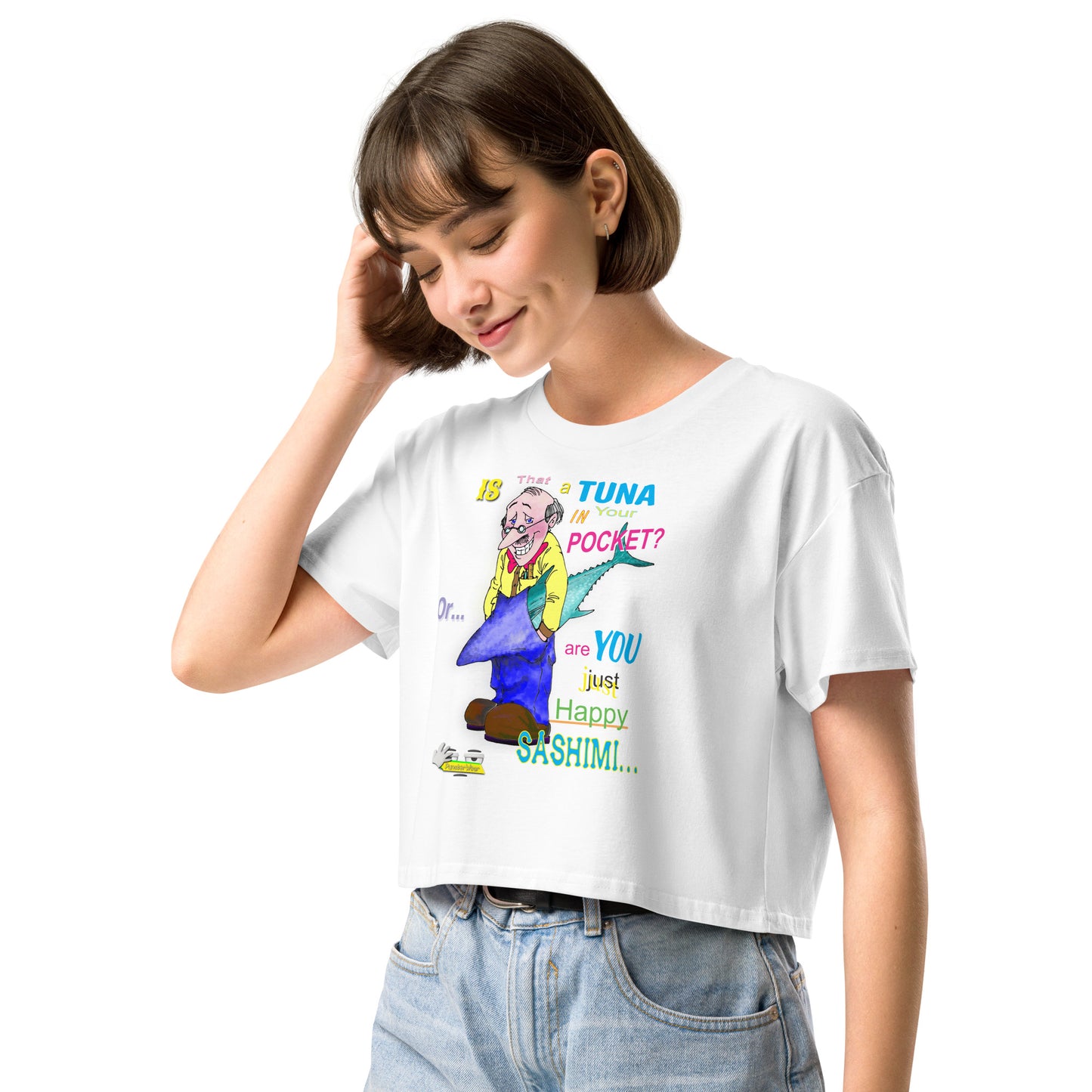 HAPPY SASHIMI  |  Women's Crop Top Crew Neck t-shirt