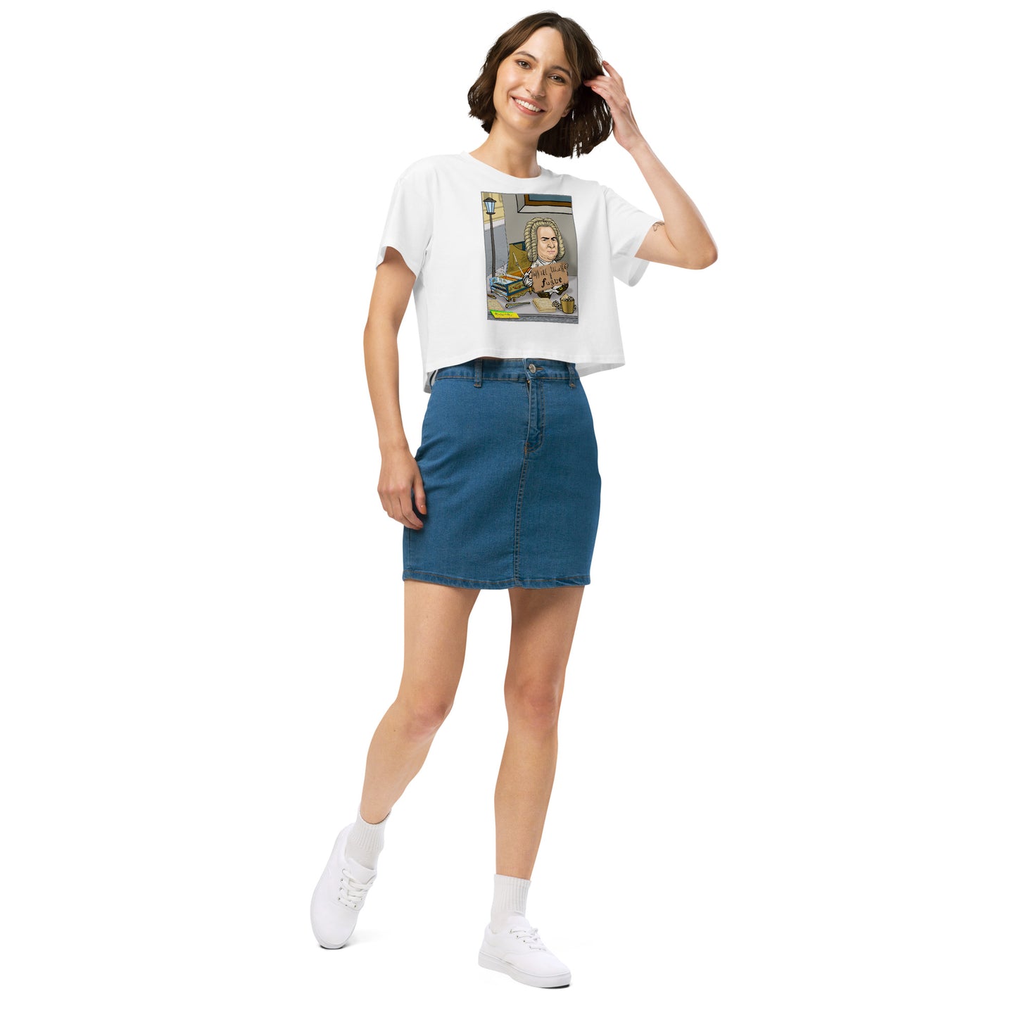 WILL WORK FOR FUGUE  |  Women's Crop Top Crew Neck t-shirt