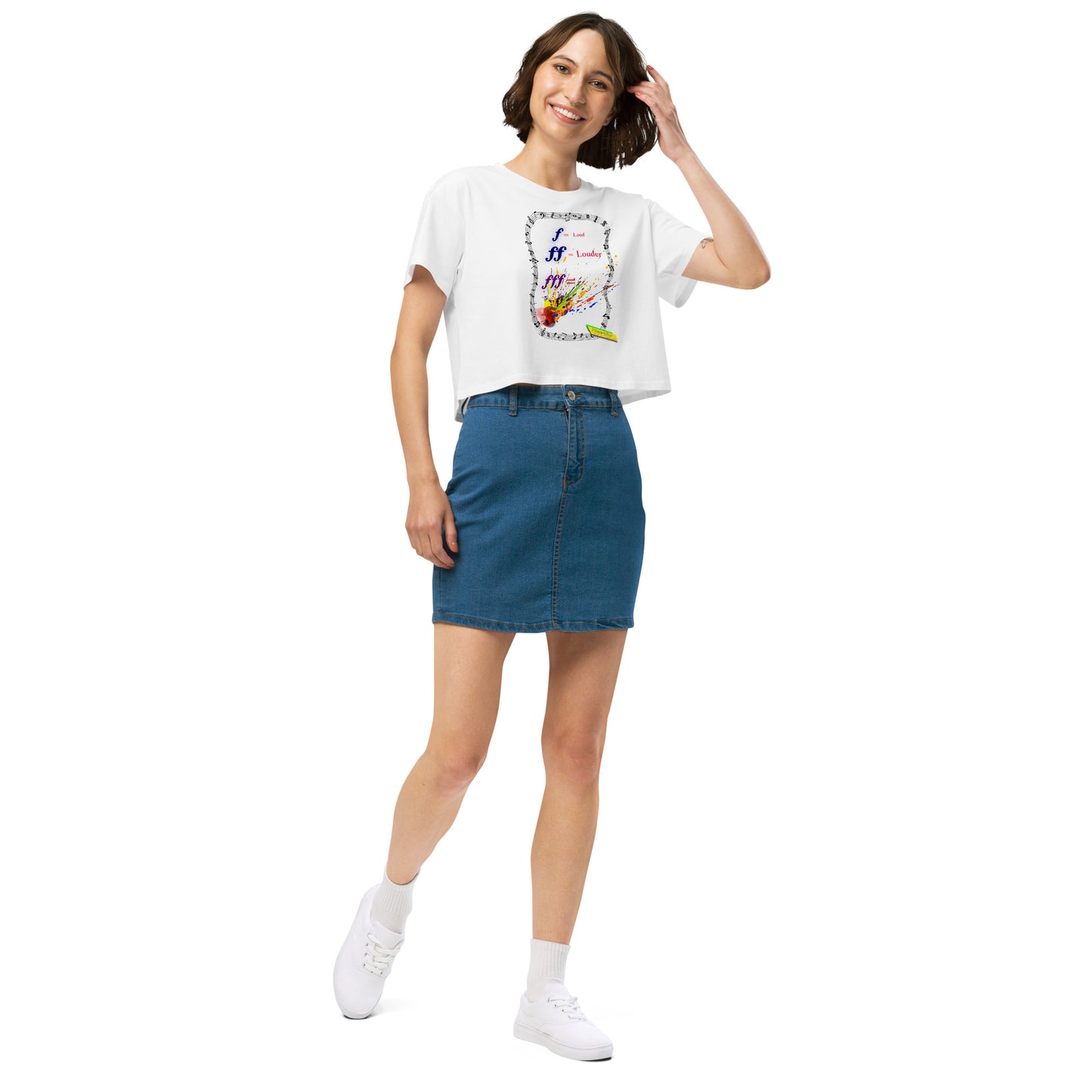 Triple Forte (FFF)-SPLAT  |  Women's Crop Top Crew Neck t-shirt