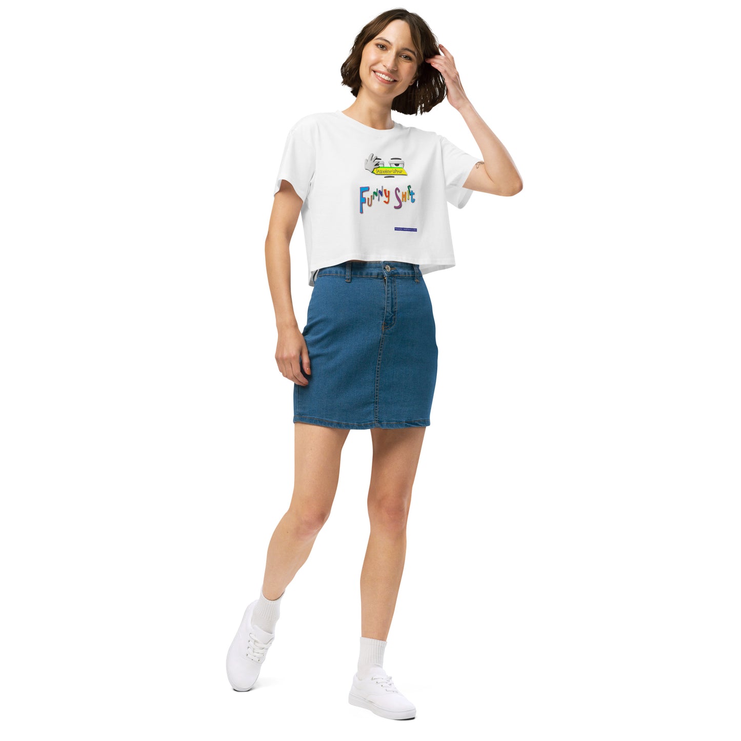 PunsterWear Funny Shi(r)t Logo (Top)  |  Women's Crop Top Crew Neck t-shirt
