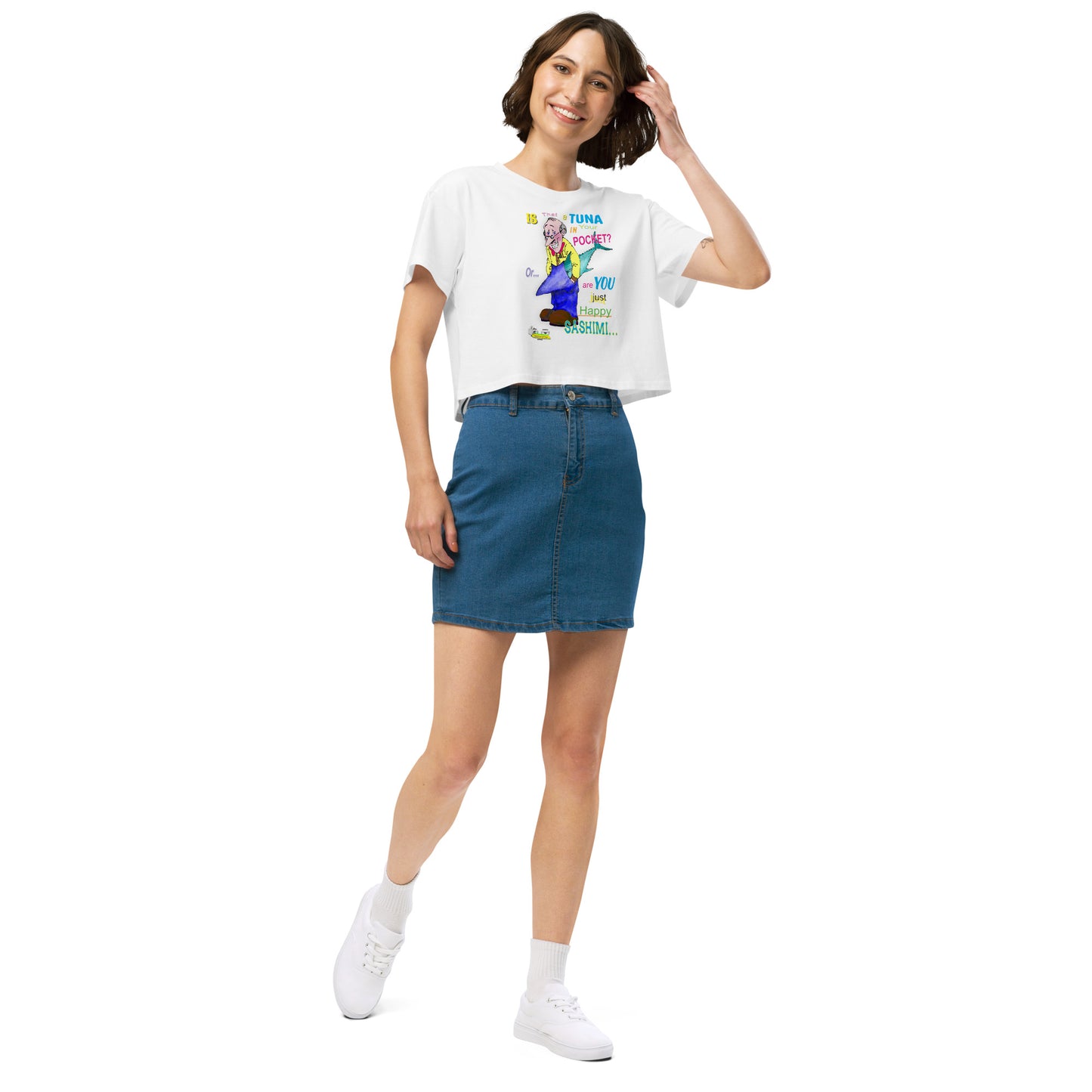 HAPPY SASHIMI  |  Women's Crop Top Crew Neck t-shirt