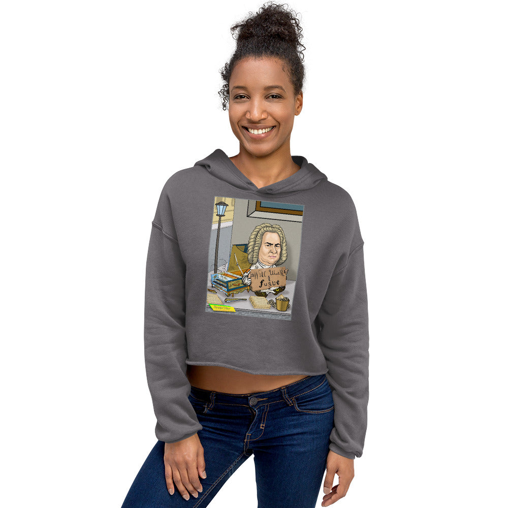 WILL WORK FOR FUGUE  |  Women's Fleece Crop Top Hoodie