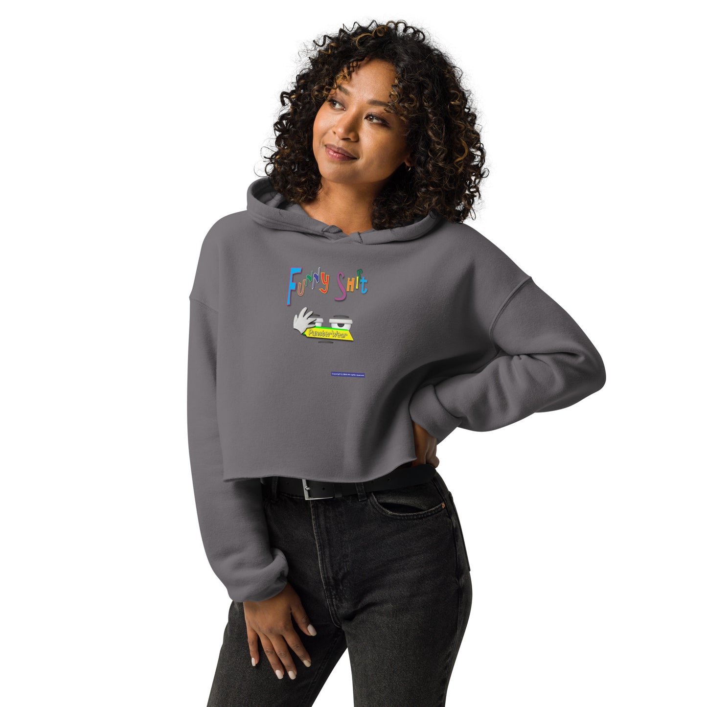 PunsterWear Funny Shi(r)t Logo (Bottom)  |  Women's Fleece Crop Top Hoodie