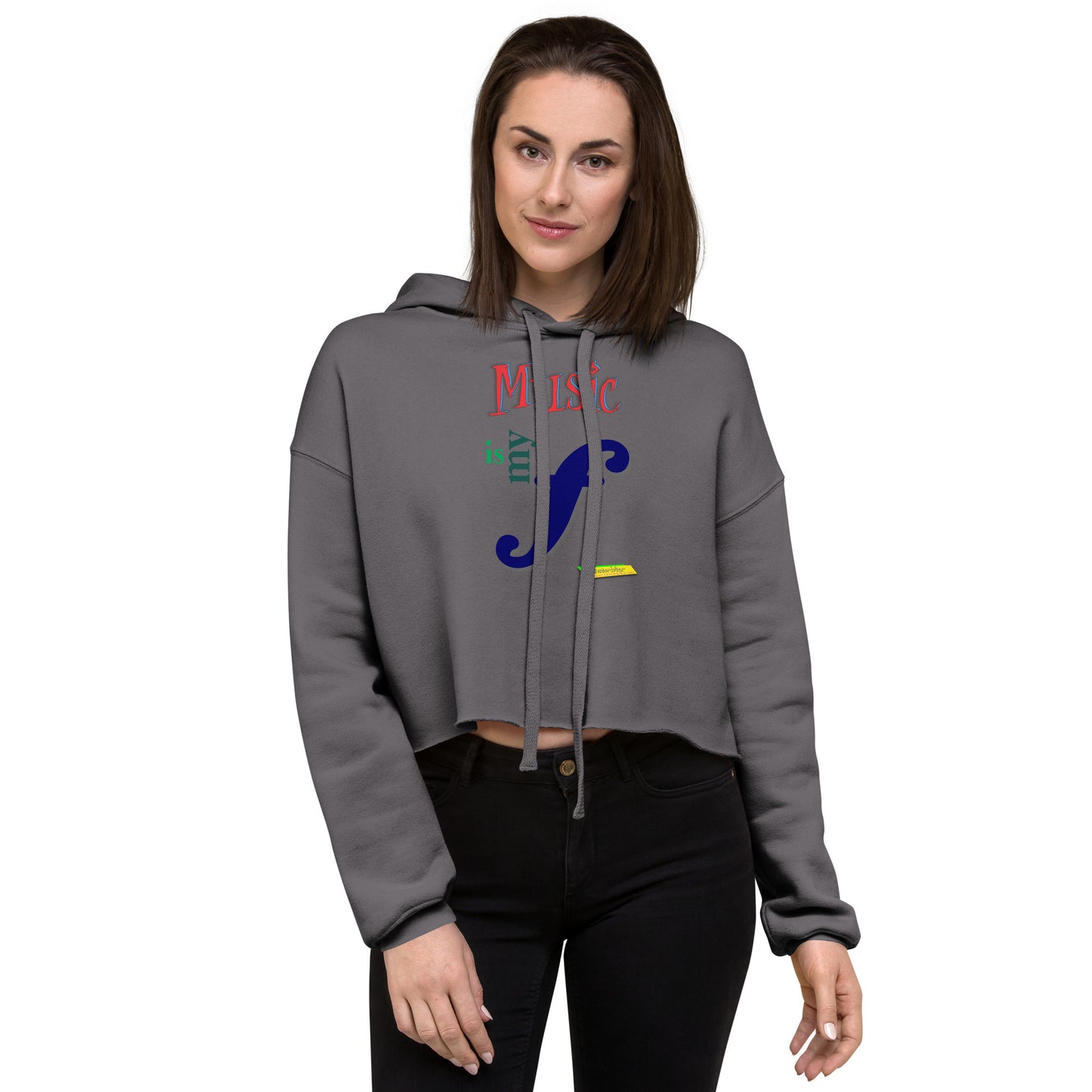 MUSIC IS MY F (FORTE)  |  Women's Fleece Crop Top Hoodie