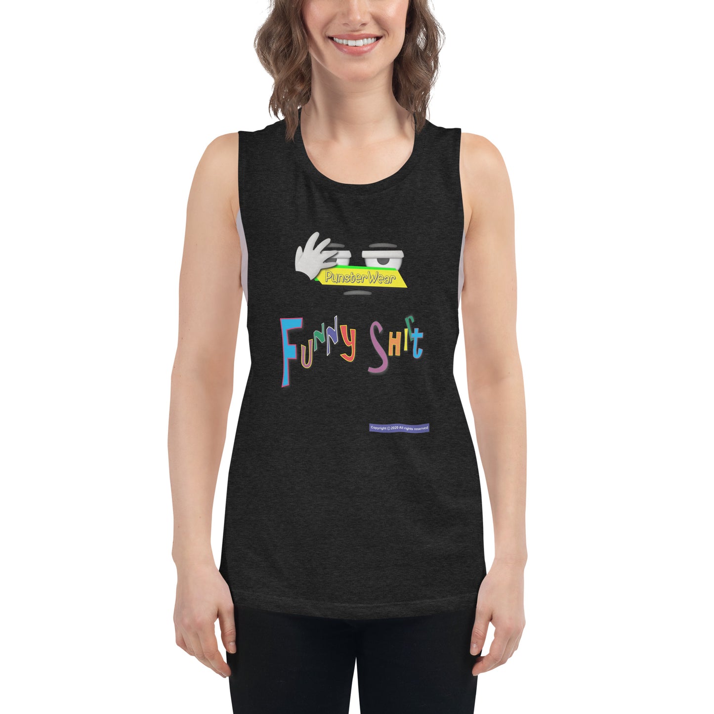 PunsterWear Funny Shi(r)t Logo (Top)  |  Women's Muscle Tank Top