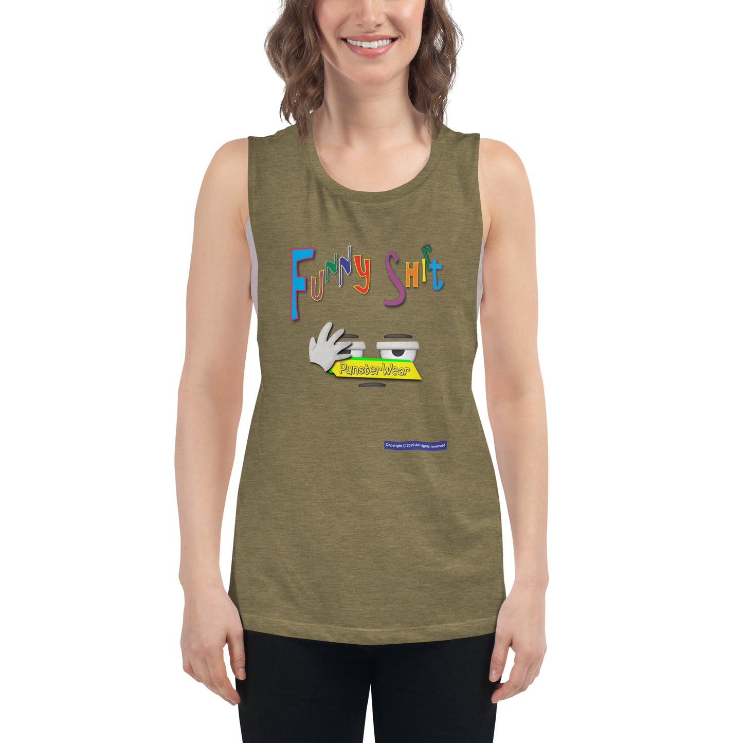 PunsterWear Funny Shi(r)t Logo (Bottom)  |  Women's Muscle Tank Top