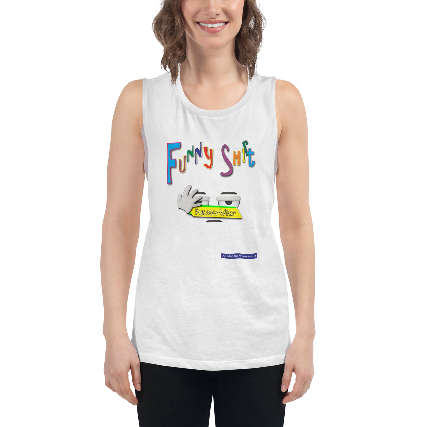 PunsterWear Funny Shi(r)t Logo (Bottom)  |  Women's Muscle Tank Top