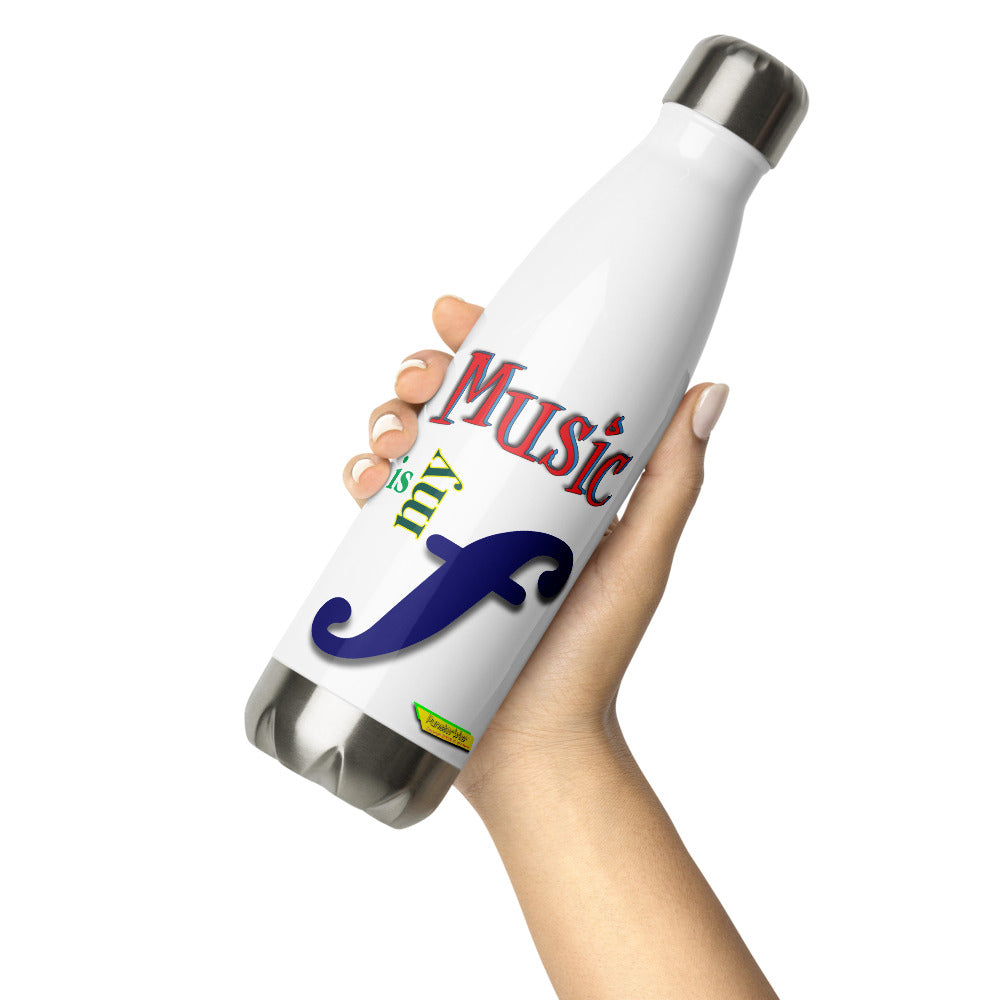 MUSIC IS MY F (FORTE)    |   Stainless Steel Water Bottle, 17oz