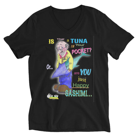 Happy Sashimi   |  Unisex Short Sleeve V-Neck T-Shirt