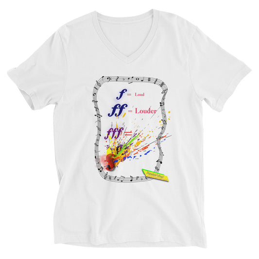 Triple Forte (FFF) – SPLAT  |   Unisex Short Sleeve V-Neck T-Shirt